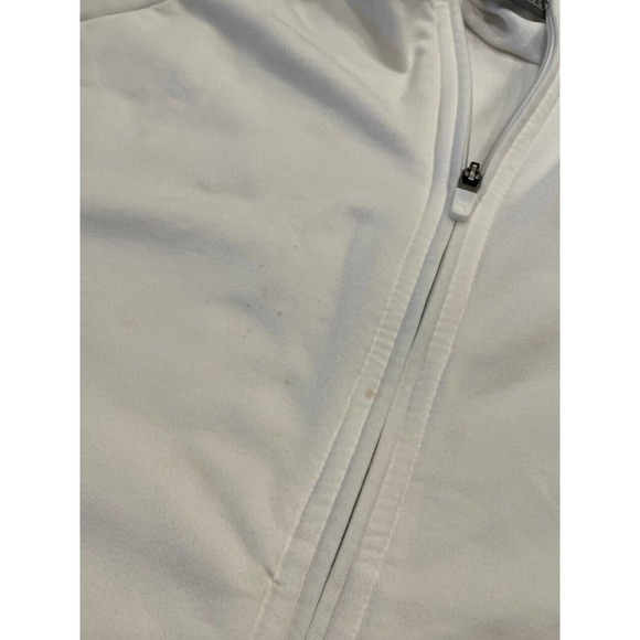 Puma Women's Full-Zip Hoodie Sweatshirt Large White Logo Pintuck Raglan Sleeve - Picture 10 of 10